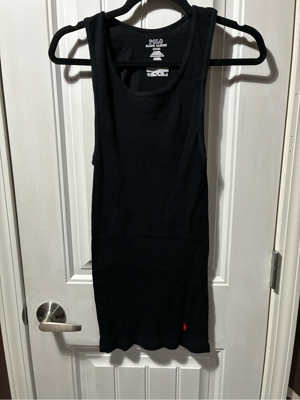Polo by Ralph Lauren Black Slim Ribbed Tank with Red Pony